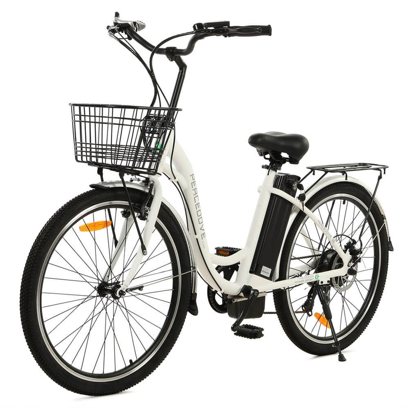 Ecotric 26inch Peacedove electric city bike with basket and rear rack